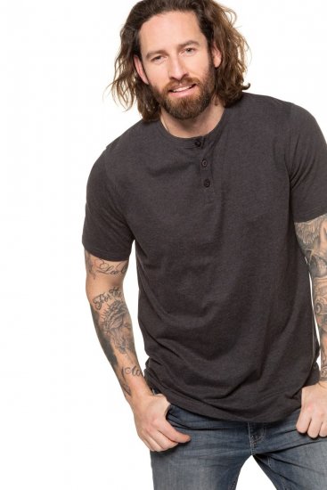 JP1880 726695 Henley-Shirt Dunkelgrau - Herren-T-Shirts - Herren-T-Shirts in großen Größen