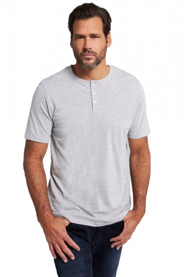 JP1880 726695 Henley-Shirt Grau meliert - Herren-T-Shirts - Herren-T-Shirts in großen Größen