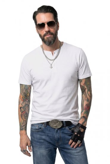JP1880 726695 Henley-Shirt Weiß - Herren-T-Shirts - Herren-T-Shirts in großen Größen