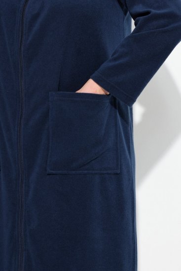 Ulla Popken 749967 Frottee-Bademantel mit Reißverschluss Dunkelblau - Morgenmäntel & Bademäntel - 
