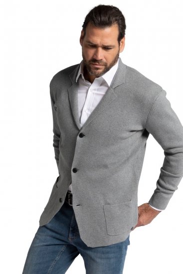 JP1880 Milano Flexnamic Stricksakko Grau meliert - Herrenanzüge und -blazer - Herrenanzüge und -blazer in großen Größen