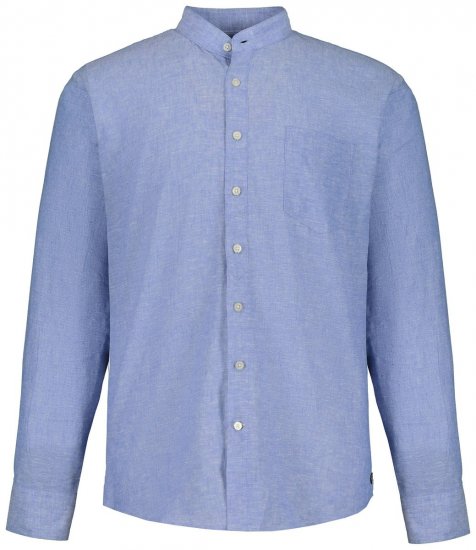 JP1880 790394 Langarmhemd aus Leinenmix mit Stehkragen Graublau TALL - TALL hemden - Hemden mit TALL-Schnitt