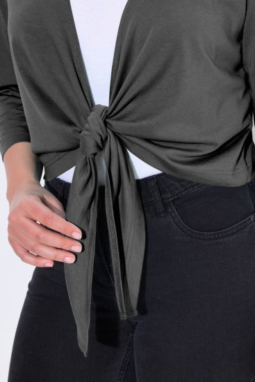 Ulla Popken 794514 Jersey-Bolero zum Knoten Anthrazit - Boleros - 
