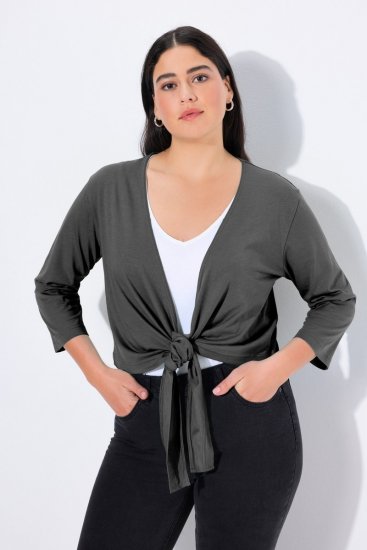 Ulla Popken 794514 Jersey-Bolero zum Knoten Anthrazit - Boleros - 