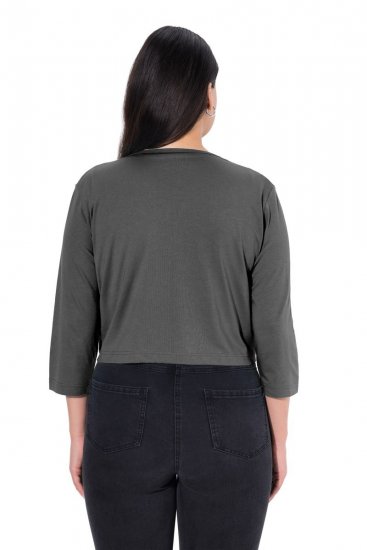 Ulla Popken 794514 Jersey-Bolero zum Knoten Anthrazit - Boleros - 