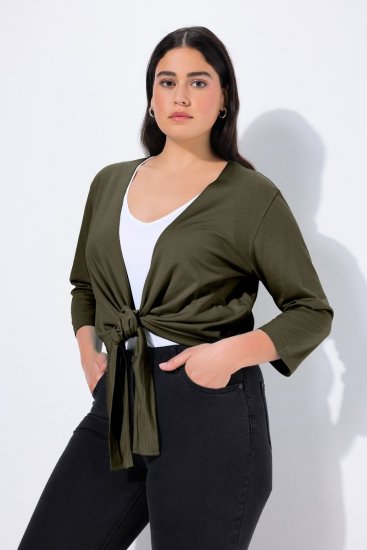 Ulla Popken 794514 Jersey-Bolero zum Knoten Dunkelgrün - Boleros - 