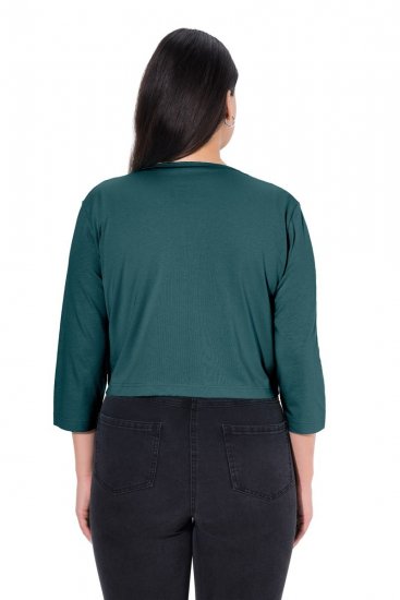 Ulla Popken 794514 Jersey-Bolero zum Knoten Petrol - Boleros - 