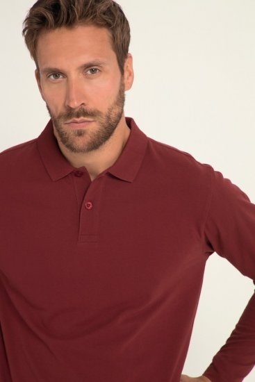 JP1880 Polo Shirt Long Sleeve Piqué Red - Polo-shirts für herren - Polo-Shirts für Herren in großen Größen