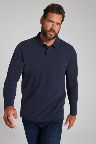 JP1880 799230 Langarm Poloshirt Dunkelblau - Polo-shirts für herren - Polo-Shirts für Herren in großen Größen