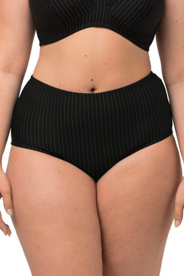 Ulla Popken 800279 Gestreifte Slips 2er-Pack Schwarz - Slips - 