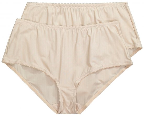 Ulla Popken 800279 Gestreifte Slips 2er-Pack Wollweiß - Slips - 