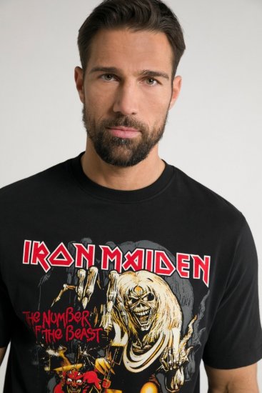 JP1880 Iron Maiden - Number of the Beast Graphic Comfort Fit Band T-Shirt Black - Herren-T-Shirts - Herren-T-Shirts in großen Größen