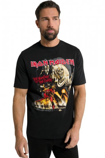 JP1880 Iron Maiden - Number of the Beast Graphic Comfort Fit Band T-Shirt Black - Herren-T-Shirts - Herren-T-Shirts in großen Größen