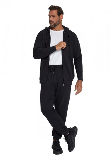 JP1880 802934 Jogginganzug mit Kapuzenjacke und Hose Schwarz - Trainingsanzüge - Jogginganzüge für Herren in großen Größen