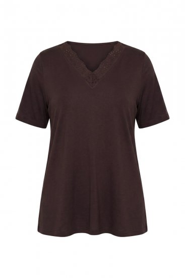 Ulla Popken 806944 Pyjama mit kurzen Ärmeln Braun - Pyjama/Loungewear - 