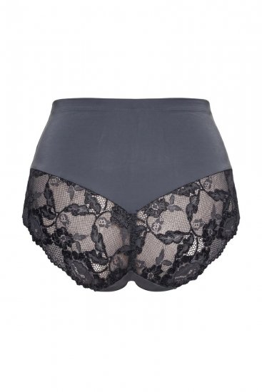 Ulla Popken 809385 Shaping-Slip mit Spitze Anthrazit - Shapewear - 