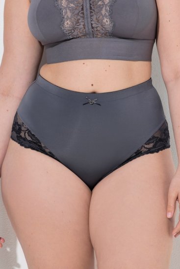 Ulla Popken 809385 Shaping-Slip mit Spitze Anthrazit - Shapewear - 