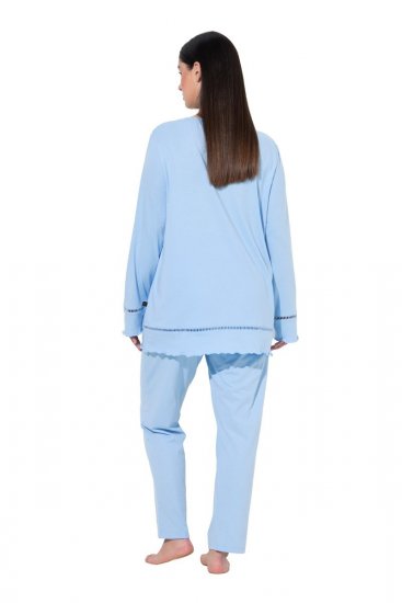 Ulla Popken 810592 Pyjama mit Spitze Hellblau - Pyjama/Loungewear - 