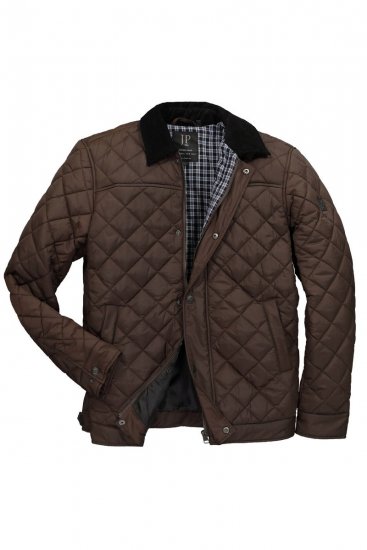 JP1880 811805 Steppjacke mit Cordkragen Schwarzbraun - Herren jacken - Herren Jacken in großen Größen