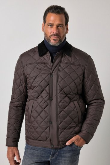 JP1880 811805 Steppjacke mit Cordkragen Schwarzbraun - Herren jacken - Herren Jacken in großen Größen