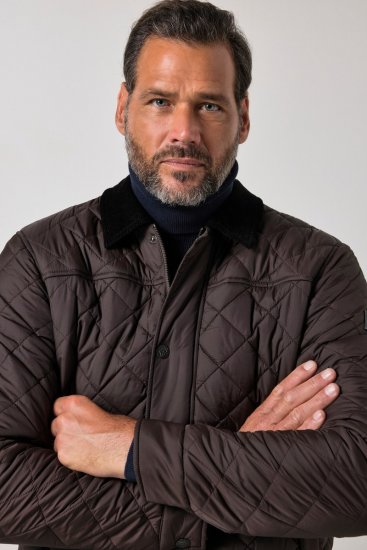 JP1880 811805 Steppjacke mit Cordkragen Schwarzbraun - Herren jacken - Herren Jacken in großen Größen