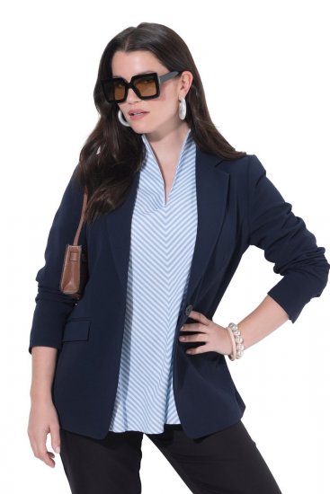 Ulla Popken 811944 Klassischer Blazer Dunkelblau - Blazer - Blazer für Frauen in Großgrößen