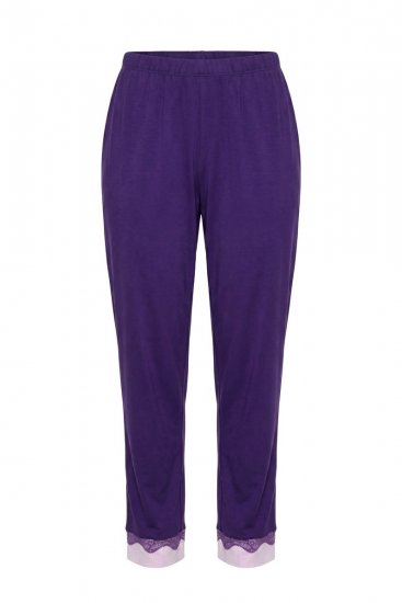 Ulla Popken 812441 Pyjama mit langen Ärmeln und Spitze Königsblau - Pyjama/Loungewear - 