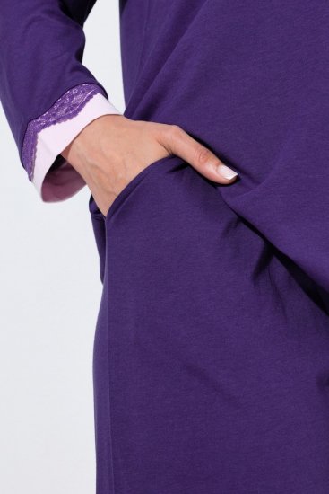 Ulla Popken 812441 Pyjama mit langen Ärmeln und Spitze Königsblau - Pyjama/Loungewear - 