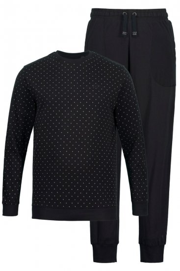 JP1880 Two-piece Pyjamas Long Sleeve and Long Trousers Black - Herrenunterwäsche & bademode - Herrenunterwäsche & Bademode in großen Größen