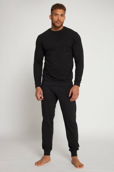 JP1880 Two-piece Pyjamas Long Sleeve and Long Trousers Black - Herrenunterwäsche & bademode - Herrenunterwäsche & Bademode in großen Größen