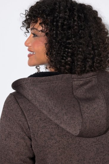 Ulla Popken 812880 Strickfleecejacke mit Teddyfleece Taupe - Fleecekleidung - 