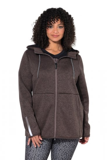 Ulla Popken 812880 Strickfleecejacke mit Teddyfleece Taupe - Fleecekleidung - 