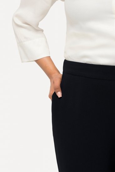 Ulla Popken 813306 Weite Anzughose mit Gummibund Dunkelblau - Stoffhosen - Weite Stoffhosen für Damen