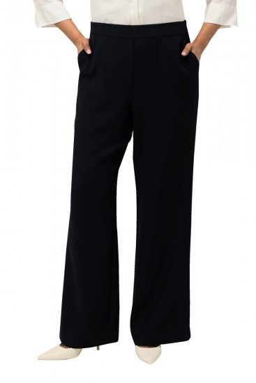Ulla Popken 813306 Weite Anzughose mit Gummibund Dunkelblau - Stoffhosen - Weite Stoffhosen für Damen