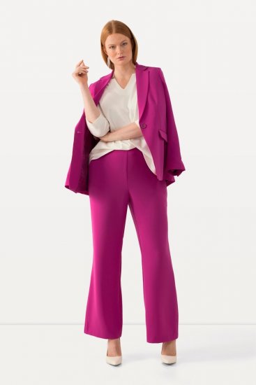 Ulla Popken 813306 Weite Anzughose mit Gummibund Magenta - Stoffhosen - Weite Stoffhosen für Damen