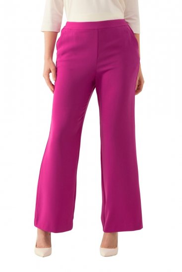 Ulla Popken 813306 Weite Anzughose mit Gummibund Magenta - Stoffhosen - Weite Stoffhosen für Damen