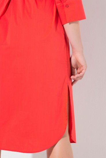 Ulla Popken 815217 Hemdblusenkleid in A-Linie mit Bindegürtel Rosa - Midikleider - Midikleider in großen Größen