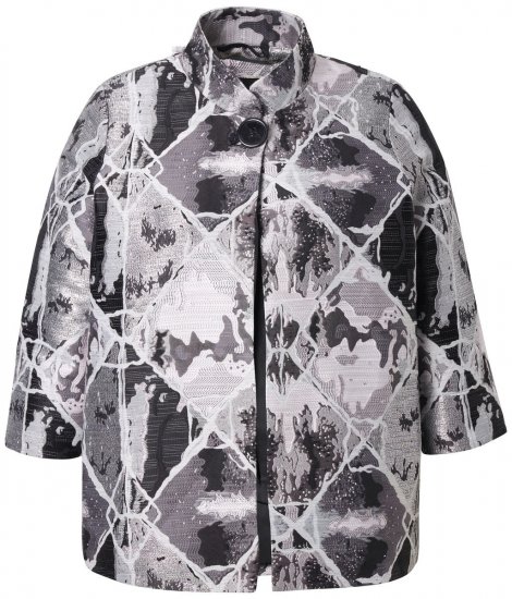 Ulla Popken 816673 Oversize-Jacquardblazer mit 3/4-Ärmeln Schwarz - Blazer - Blazer für Frauen in Großgrößen