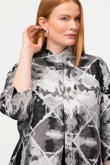 Ulla Popken 816673 Oversize-Jacquardblazer mit 3/4-Ärmeln Schwarz - Blazer - Blazer für Frauen in Großgrößen