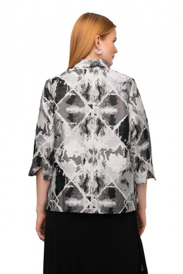 Ulla Popken 816673 Oversize-Jacquardblazer mit 3/4-Ärmeln Schwarz - Blazer - Blazer für Frauen in Großgrößen