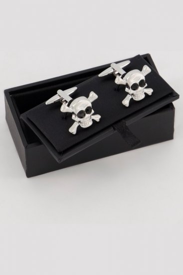 JP1880 816868 Manschettenknöpfe mit Totenkopf Silbergrau - Schmuck - 