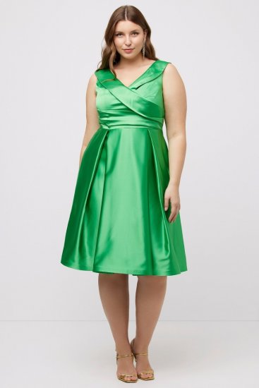 Ulla Popken 817135 Abendkleid in A-Linie mit V-Ausschnitt Grün - Abendkleider - Abendkleider für Damen in großen Größen