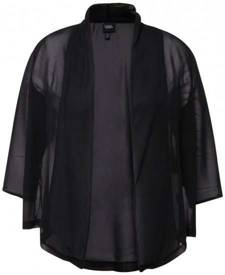 Ulla Popken 817211 Oversize-Chiffonjacke mit Schalkragen Schwarz - Jacken - Große Jacken für Damen