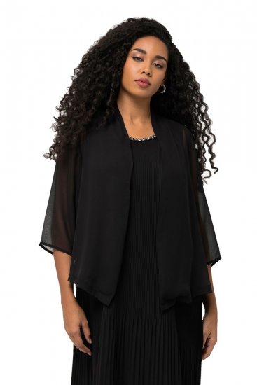 Ulla Popken 817211 Oversize-Chiffonjacke mit Schalkragen Schwarz - Jacken - Große Jacken für Damen