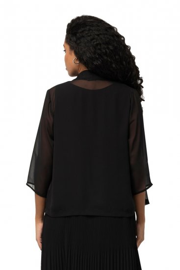Ulla Popken 817211 Oversize-Chiffonjacke mit Schalkragen Schwarz - Jacken - Große Jacken für Damen