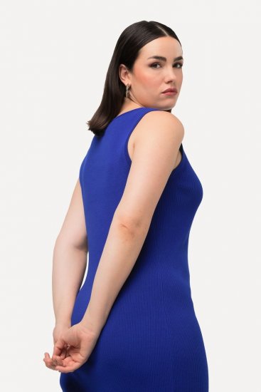 Ulla Popken 817591 Strickkleid mit V-Ausschnitt Blau - Strickkleider - 