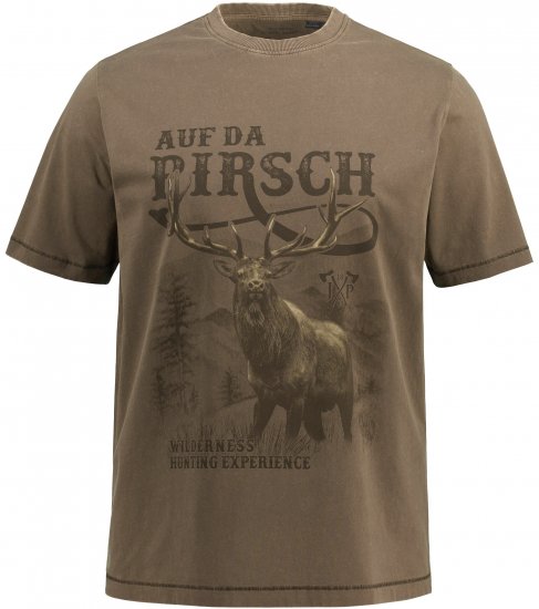 JP1880 Comfortable Fit Vintage Look T-Shirt Light Brown - Herren-T-Shirts - Herren-T-Shirts in großen Größen