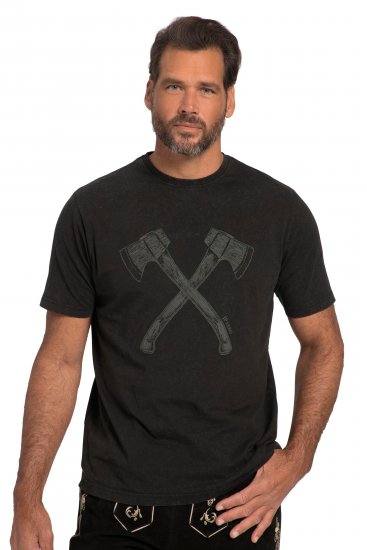 JP1880 Double Axe Design & Vintage Look T-Shirt Black - Herren-T-Shirts - Herren-T-Shirts in großen Größen
