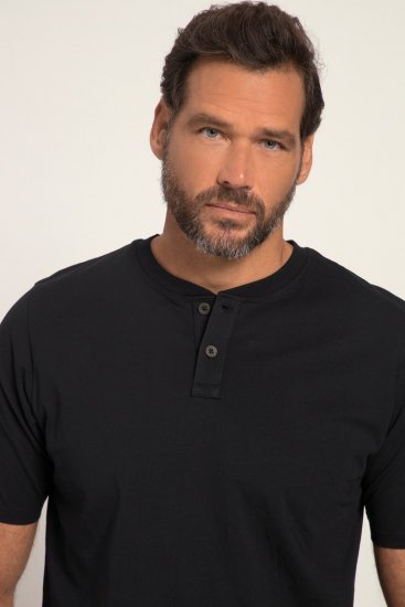 JP1880 818628 Henley-Shirt mit Bauchfit Schwarz - Herren-T-Shirts - Herren-T-Shirts in großen Größen