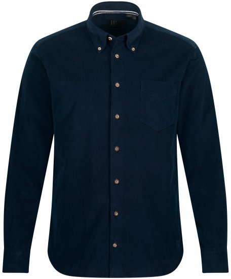 JP1880 Modern Fit Buttoned Collar Cotton Shirt Navy Blue - Herrenhemden - Herrenhemden in großen Größen